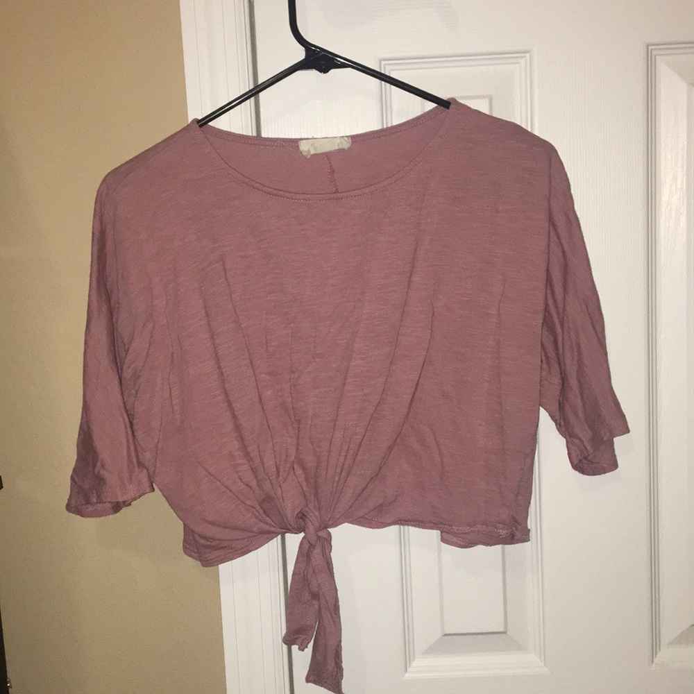 Mauve tie front crop top